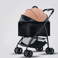 Chariot de transport amovible pour animaux de compagnie d'extérieur, multi-fenêtres, ventilation, pliage en une étape, pour chats et petits chiens, poussette pour chat