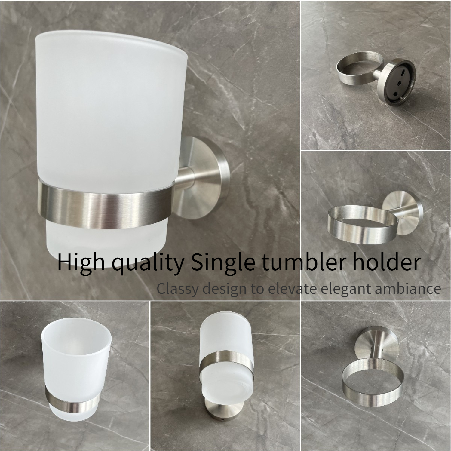 Gray Satin Bathroom Cup Holder Luxury SUS304 Polished Nickel Toothbrush Holder