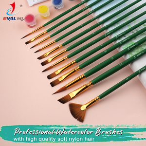 Set di Pennelli per Pittura a Olio e Acquerello in Acrilico, 12 Pezzi con Manico in <span class=keywords><strong>Legno</strong></span> Verde, Pennelli Professionali per Artisti - Product Image 1