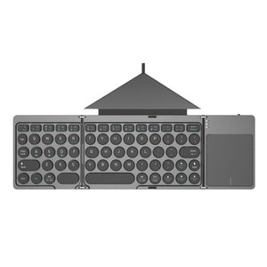 Rechargeable Pocket Portable Folding <b>Keyboard</b> Dual Channel Foldable Wireless bluetooth <b>Keyboard</b> with case Holder - Product Image 2