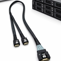PCIe Gen5 MCIO 8I zu 2X SlimSAS 4I Internes Server-Kabel 74 Pin 38 Pin Y-Verteiler für HBA RAID-Karte zu Laufwerk-Backplane