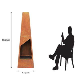 Camino da giardino ruggine campanelli da esterno in acciaio Corten Chimenea in acciaio fatto a mano con <span class=keywords><strong>griglia</strong></span> per barbecue e piramide <span class=keywords><strong>quadrata</strong></span> moderna da Poker - Product Image 2