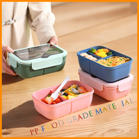 Lonchera Bento de Plástico Apta para Microondas, de Grado Alimenticio, Resistente a Fugas, para Niños