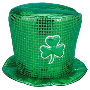 St. Patrick günü partisi silindir şapka s yeşil Shamrock İrlanda şapka çeşitli tasarım silindir şapka