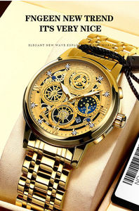 นาฬิกาข้อมือควอตซ์ BINBOND B4010 4010 แฟชั่นลำลอง สายสแตนเลส สุดหรู เรืองแสง กันน้ำ สำหรับผู้ชาย - Product Image 5