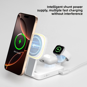 <span class=keywords><strong>Chargeur</strong></span> sans fil magnétique 3-en-1 Qi2 certifié QC4.0 15W pour téléphones, écouteurs et montres – Station de charge magnétique compatible - Product Image 3