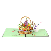 Tarjeta de felicitación tridimensional huevo de Pascua conejito creativo papel hecho a mano tallado bendición de Acción de Gracias Tarjeta de mensaje