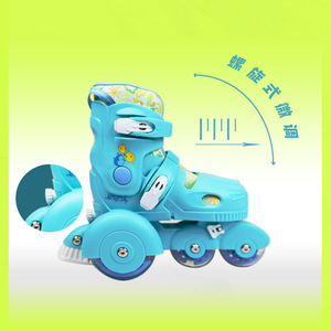 Patins à roulettes réglables pour enfants avec roues lumineuses, pour les débutants de 3 à 6 ans, patins en ligne à huit roues, couleur bleue - Product Image 4