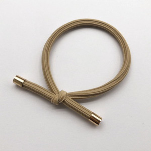 Elastici per <span class=keywords><strong>capelli</strong></span> beige moka a <span class=keywords><strong>strisce</strong></span> dritte con nodi e perline dorate, elastici per coda di cavallo da donna e ragazza, scrunchies. - Product Image 6