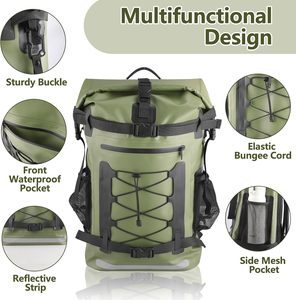 Sac à dos étanche en TPU 40L robuste avec fermeture à enroulement et design rembourré pour la randonnée, le camping et toutes les saisons - Product Image 4