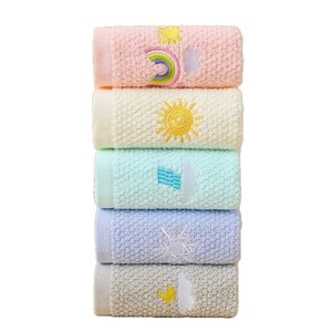 Children's Face Towels Pure Cotton Cartoon Embroidery 25x50 Cm Quick Drying Home Use - Product Image 1