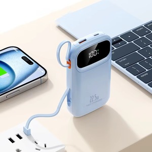 แบตเตอรี่สำรองแบบพกพาขนาด 10000mAh ชาร์จเร็ว 22.5W พร้อมสายชาร์จในตัว ไฟ LED แสดงสถานะ แบตเตอรี่สำรองสำหรับเดินทาง - Product Image 1