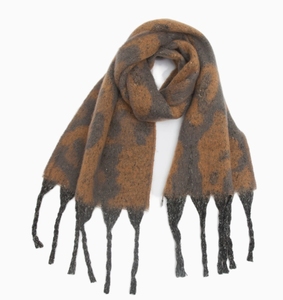 Bufanda chal de jacquard con flecos gruesos de hilo circular para invierno 2025 - Product Image 1