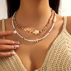 Gargantilla de concha de mar bohemia de verano Popular, collar de cuentas de arcoíris, collar de cuentas de cristal de playa, regalo para mujeres y niñas - Product Image 2