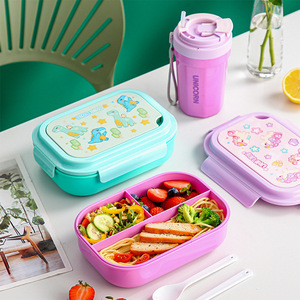 Ensemble boîte à lunch et gourde isotherme, hermétique, multi-compartiments, compatible micro-ondes, idéal pour les étudiants, avec ustensiles inclus - Product Image 1