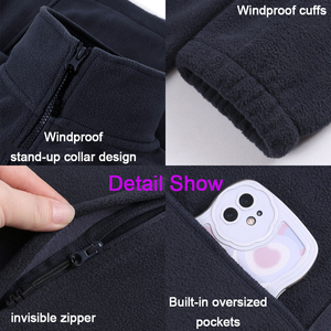 Tùy chỉnh mùa đông Windproof Fleece Zip Up Áo khoác thể thao ngoài trời ấm unisex phụ nữ người đàn ông cực Fleece Áo khoác - Product Image 4