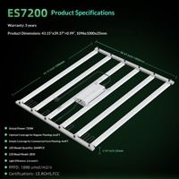LUXINT 720W Panneau LED de culture à spectre complet, 6 barres, IP65, détachable, 4x4ft, pour culture commerciale en serre intérieure