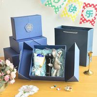 Emballage de boîte à sac blanche de luxe Boîte cadeau à double porte ouverte avec logo personnalisé pour le vin