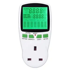 Meteran Daya Lampu Latar Digital Wattmeter Energi UK, Monitor Watt, Pengukur Diagram Biaya Listrik, Soket Analyzer