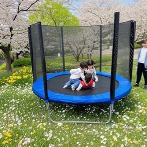 <span class=keywords><strong>Trampoline</strong></span> rond de 6 à 16 pieds, tissu vert, tubes en acier allié, système de panier de basket, échelle avancée, sûr pour les garçons - Product Image 3