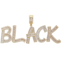 Vente en gros Collier Initial Personnalisé avec Chaîne à Maillons Baguette Lettre Charme Personnalisé Rappeur Bijoux pour Cadeau