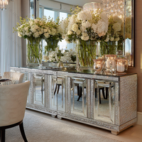 Meuble TV élégant en cristal diamant écrasé miroir support tiroir verre meubles de salon pour la maison hôtel bureau salle à manger Accent