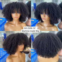 Perruques courtes bouclées afro kinky en gros, sans colle, en cheveux humains brésiliens vierges bruts, boucles volumineuses, perruque courte bouclée