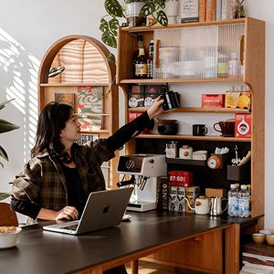 Zeyang Ledao Integrated <b>Sideboard</b> Cherry Wood Living Room Ultra Thin Narrow <b>Storage</b> Cabinet Solid Wood Wall Mounted - Product Image 1