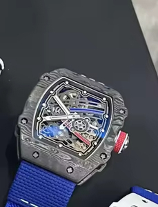 Montre Tonneau Ultra-Fine en Fibre de Carbone |   Montre-bracelet mécanique automatique squelette de luxe pour hommes 67-02 - Product Image 3