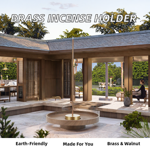 CHENLANG Portable Brass Walnut <b>Incense</b> Stick Holder <b>Burner</b> Ash Catcher Eco-Friendly Customizable All-Season Home Aromatherapy - Product Image 2