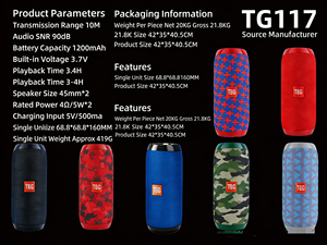 Enceinte Bluetooth portable TG117, son HiFi 90 dB, batterie 1200 mAh, enceinte sans fil pour extérieur - Product Image 6