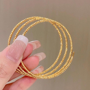 Pulseiras & Bangles Chiết Giang sang trọng đồng vàng Multilayer Vòng đeo tay bouncy Bead ba vòng lặp mở căng vòng đeo tay - Product Image 1