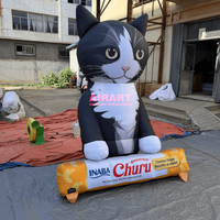 Chat gonflable pour la décoration d'ouverture de magasin d'animaux, chat gonflable avec base coussin pour friandises, grande mascotte chat gonflable assis
