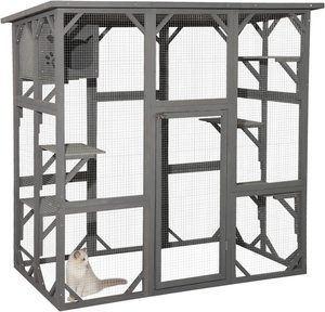 TIANYI ahşap Pet House kediler hayvan ahşap tavşan kafesi rüzgar geçirmez 200 kiloluk karton + köpük levha Catio muhafaza büyük ahşap açık - Product Image 5
