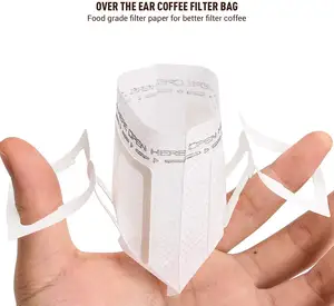 Özelleştirilmiş 50 adet tek servis üzerine dökün taşınabilir asılı kulak damla kahve çay filtre torbası Mini tek kullanımlık filtre kahve çantası