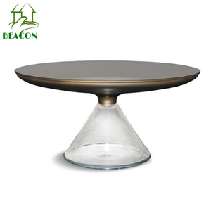 Mesa de té Base de vidrio templado transparente Mesa auxiliar de arte Juego de mesa de centro superior de vidrio negro redondo de lujo moderno - Product Image 5