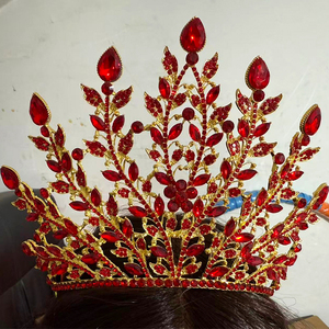 Corona de <span class=keywords><strong>Miss</strong></span> Universo para Adultos, Coronas y Tiaras de Reina de Belleza, Rojo, Azul, Verde con Diamantes, Color Oro Rosa, Tiara de Boda - Product Image 1