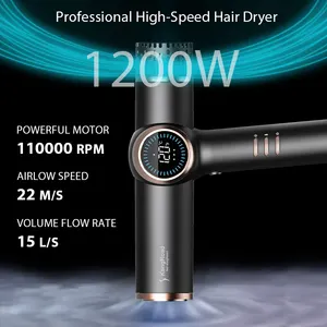 LCD Digital Screen Hair Dryer Professional High Speed Blow Dryer 110000 RPM Fast Dry 50Milion Negative Ionic Hair Dryer