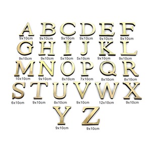 Vente en gros de lettres miroir 3D de 10 cm, autocollants muraux pour logo, nom, alphabet, mariage, lettres d'amour, décoration murale anglaise pour la maison - Product Image 2