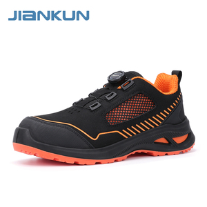 JIANKUN-Chaussures de sécurité unisexes en cuir de vachette, style suédé, antidérapantes, semelle extérieure enfichable, anti-écrasement/crevaison, embout en acier - Product Image 1