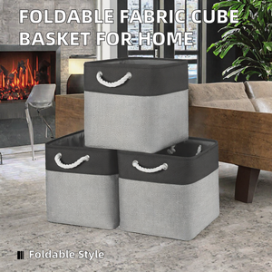 <b>Collapsible</b> Fabric Storage <b>Basket</b> Cube with Rope Handles for Clothes Toys Nursery Closet Organization - Product Image 2