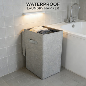 Cesto Portabiancheria in Tessuto <span class=keywords><strong>Grigio</strong></span> con Coperchio e Manici Rinforzati, Cesto per Bucato con Coperchio per <span class=keywords><strong>Bagno</strong></span> - Product Image 1
