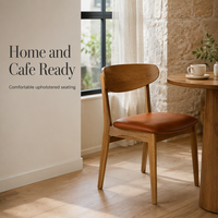 Chaise de salle à manger moderne en bois massif sur mesure avec coussin en cuir PU imperméable pour hôtel, café, salon, chambre à coucher