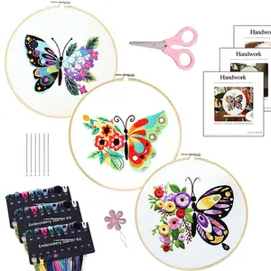 Наборы для вышивания для начинающих, Стартовый Набор для вышивки с узором бабочки, наборы для вышивки крестиком для взрослых
