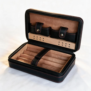 Vanace OEM Leather Cigar Humidor Cedar Wood <b>Box</b> for Travel Home Office and Gift Collection - Product Image 1