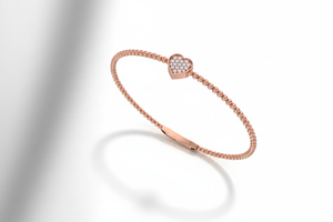 Brazalete de Diamantes en Forma de Corazón en Oro de 14K |   Elegante Pulsera de Corazón con Diamantes Naturales para Mujer |   Ropa de Uso Diario - Product Image 3