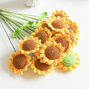 Handmade Knitted Artificial <strong>Crochet</strong> Sunflower <strong>Crochet</strong> <strong>Flowers</strong> for Women's Christmas New Year for Wedding Bouquet DIY Mother's - Product Image 5
