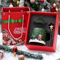 Tasse à café en céramique avec couvercle et cuillère, mug créatif en relief, coffret cadeau, cadeau transfrontalier de grande valeur