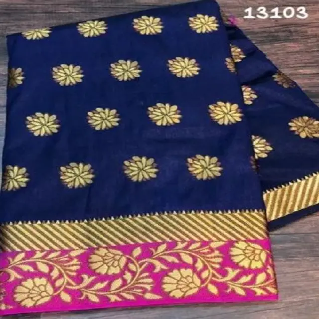 ساري مموج من الحرير بناراسي ناعم صافي من أحدث مصمم للملابس بجودة عالية هندي تقليدي جميل من أحدث الموضات