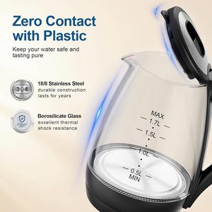 Bouilloire électrique en verre sans fil portable de 2,0 L avec lumière LED pour la maison et l'hôtel - Product Image 2